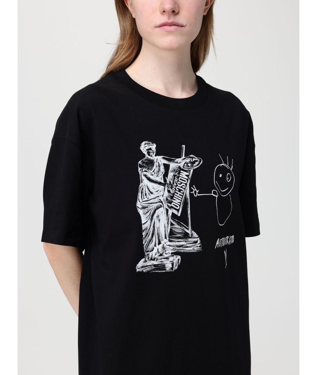 MOSCHINO JEANS Черное хлопковое повседневное платье, фото 3