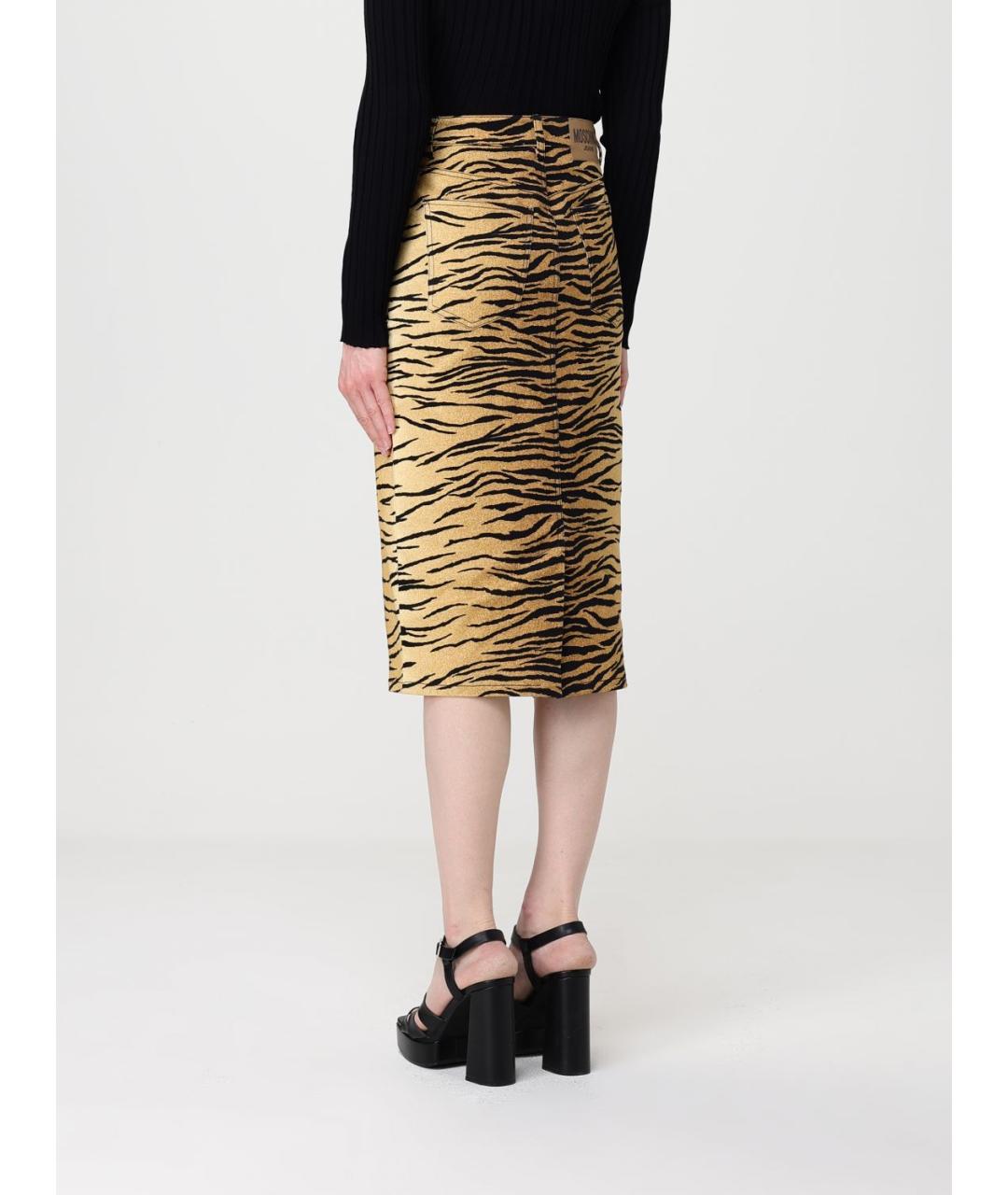 MOSCHINO JEANS Коричневая хлопко-эластановая юбка миди, фото 2