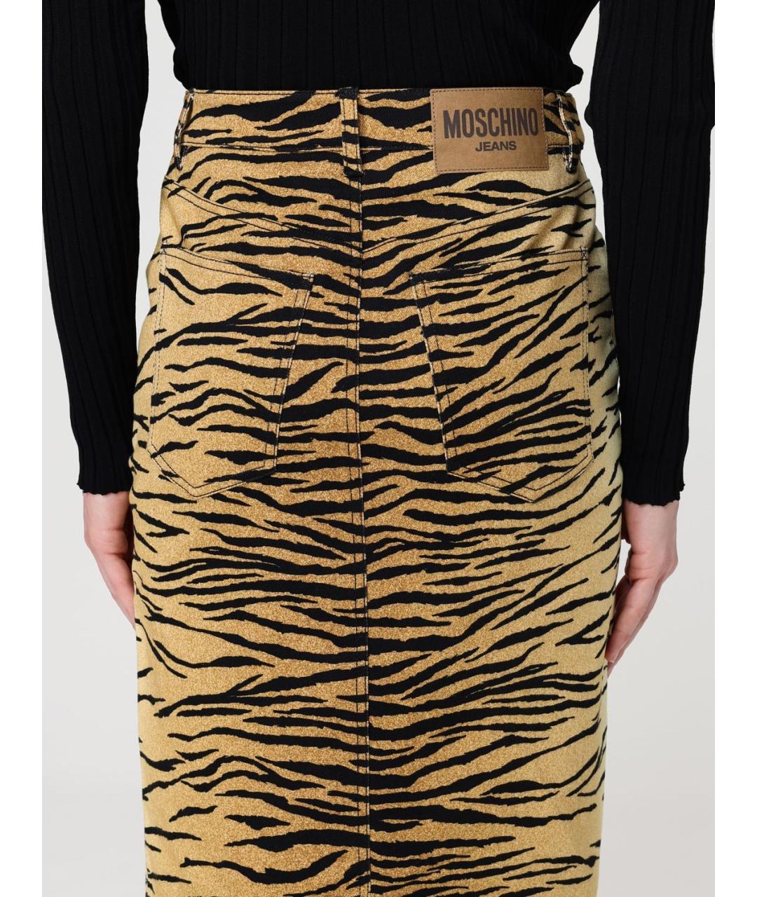 MOSCHINO JEANS Коричневая хлопко-эластановая юбка миди, фото 3