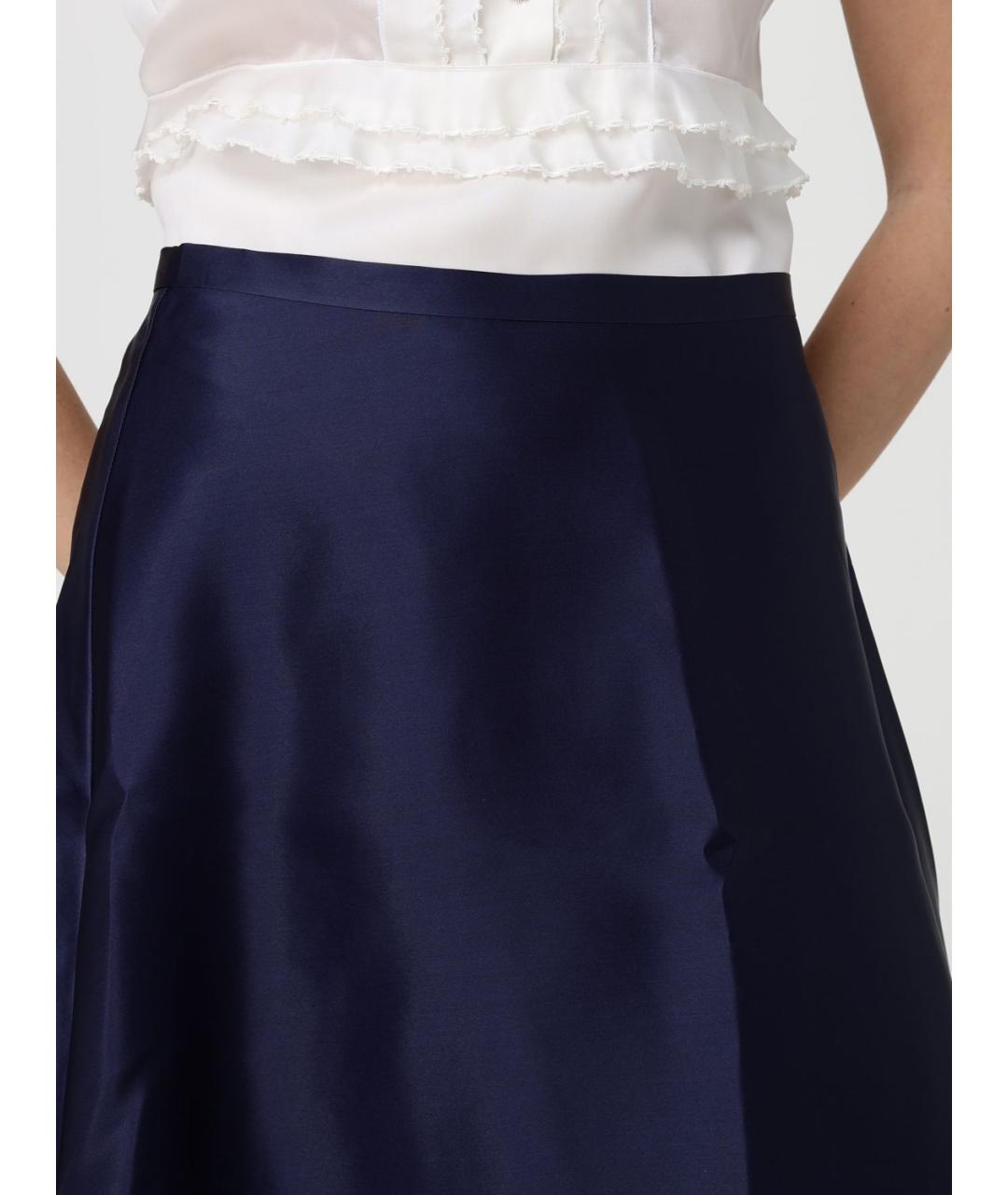 ALBERTA FERRETTI Синяя шелковая юбка миди, фото 5