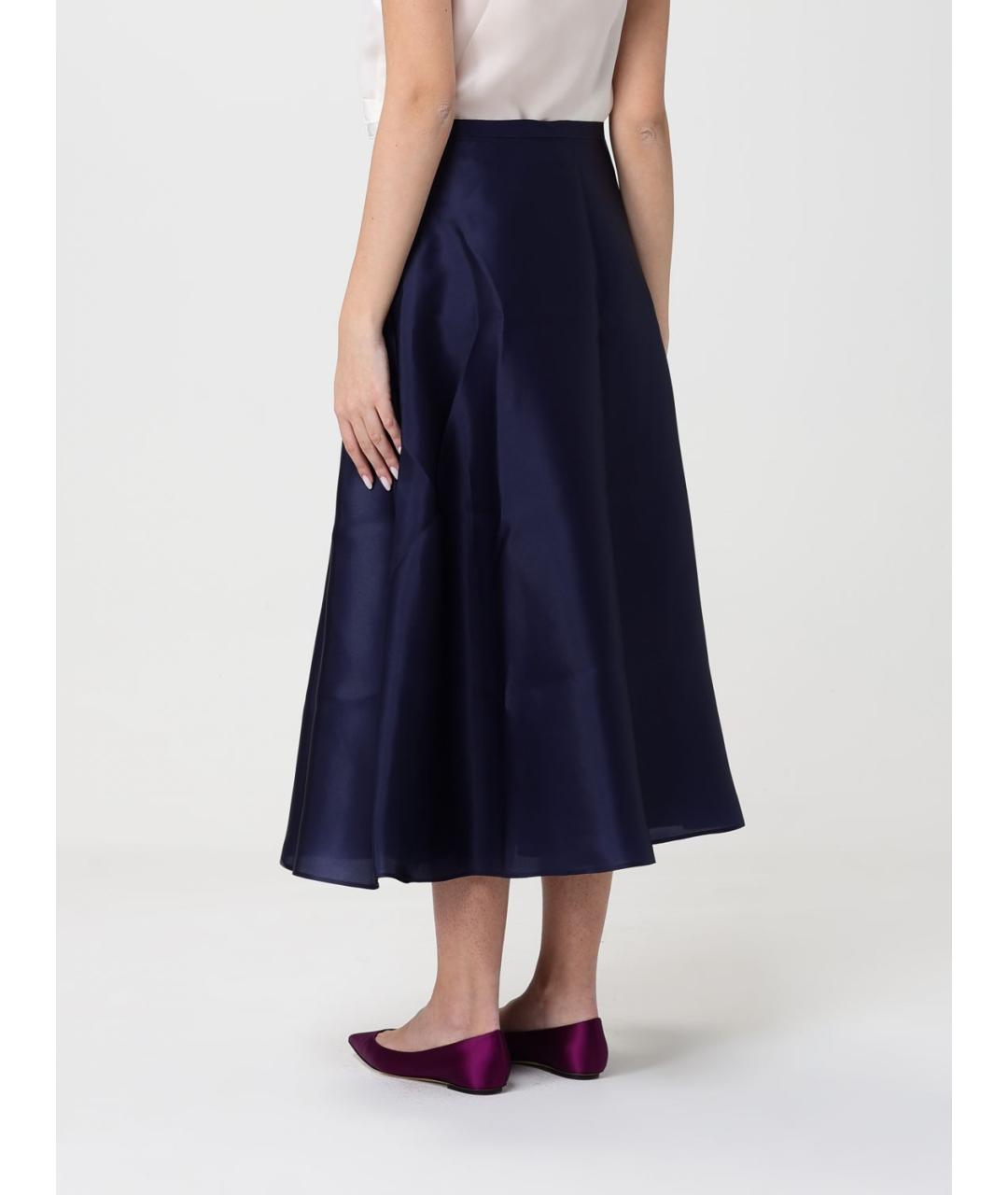 ALBERTA FERRETTI Синяя шелковая юбка миди, фото 3