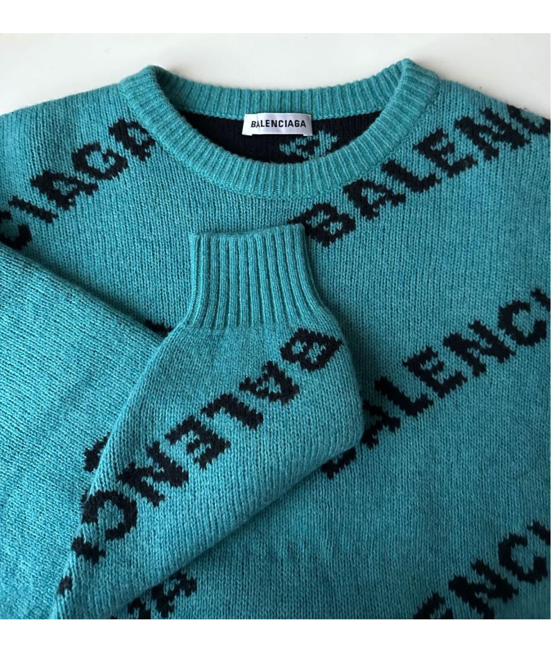 BALENCIAGA Зеленый шерстяной джемпер / свитер, фото 4