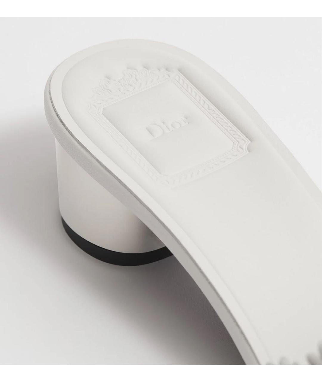 CHRISTIAN DIOR Белые кожаные мюли, фото 3