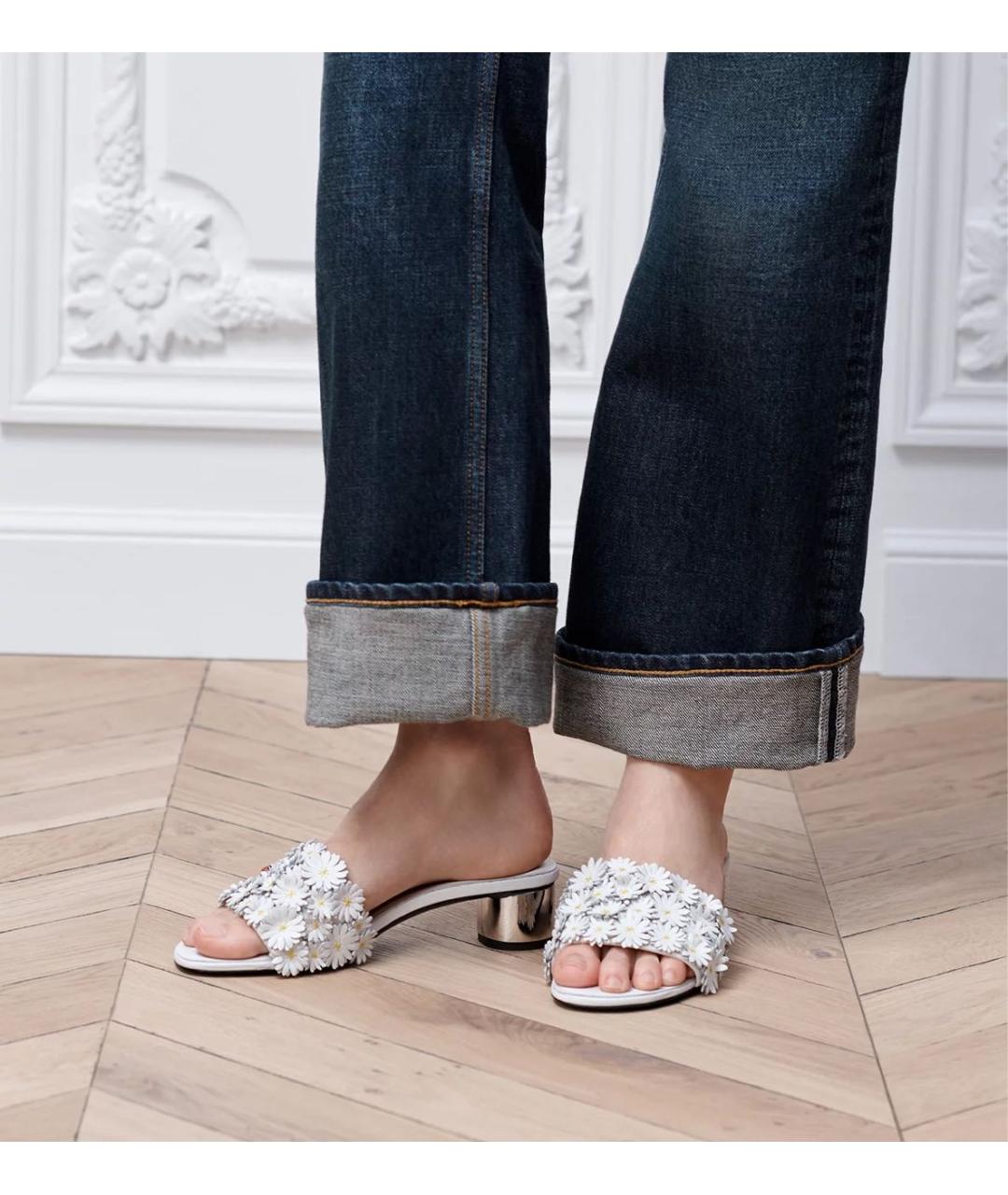 CHRISTIAN DIOR Белые кожаные мюли, фото 2