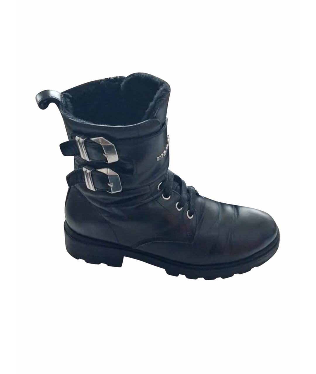 PHILIPP PLEIN Черные кожаные ботинки, фото 1