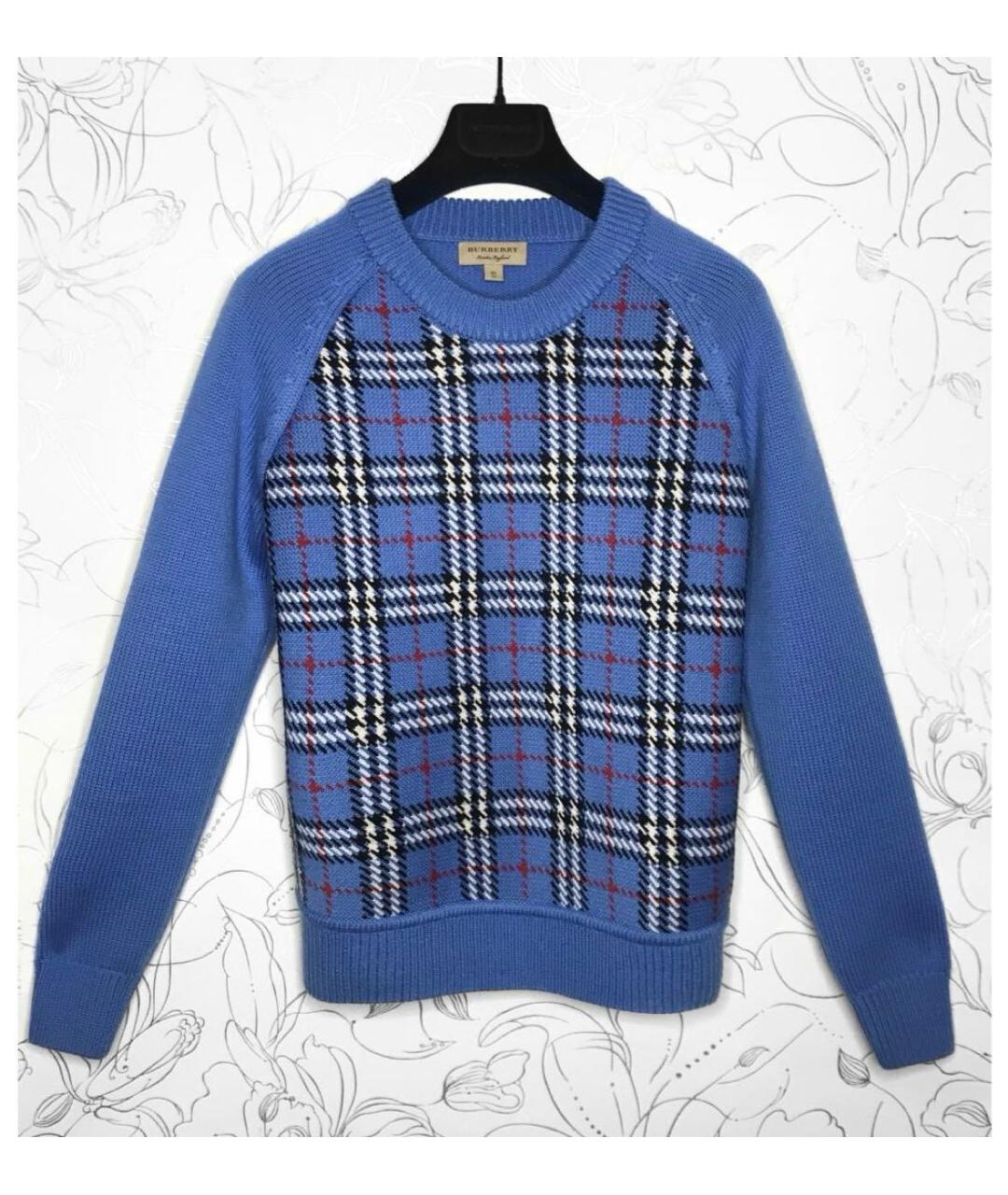 BURBERRY Голубой шерстяной джемпер / свитер, фото 2