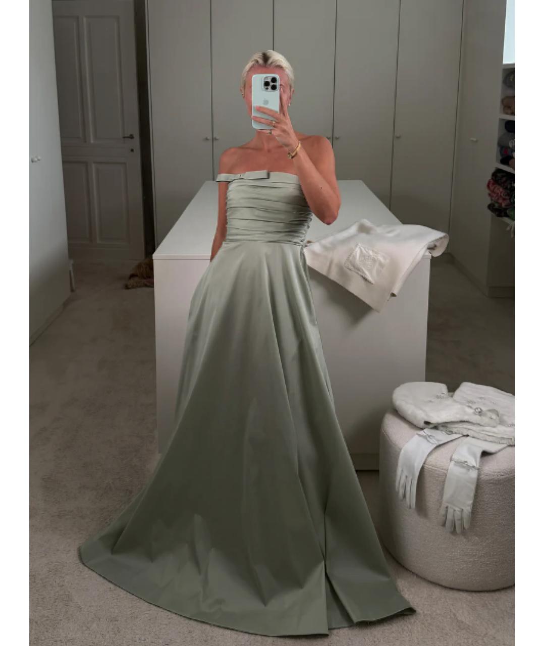 BERNADETTE Хаки полиэстеровое вечернее платье, фото 2