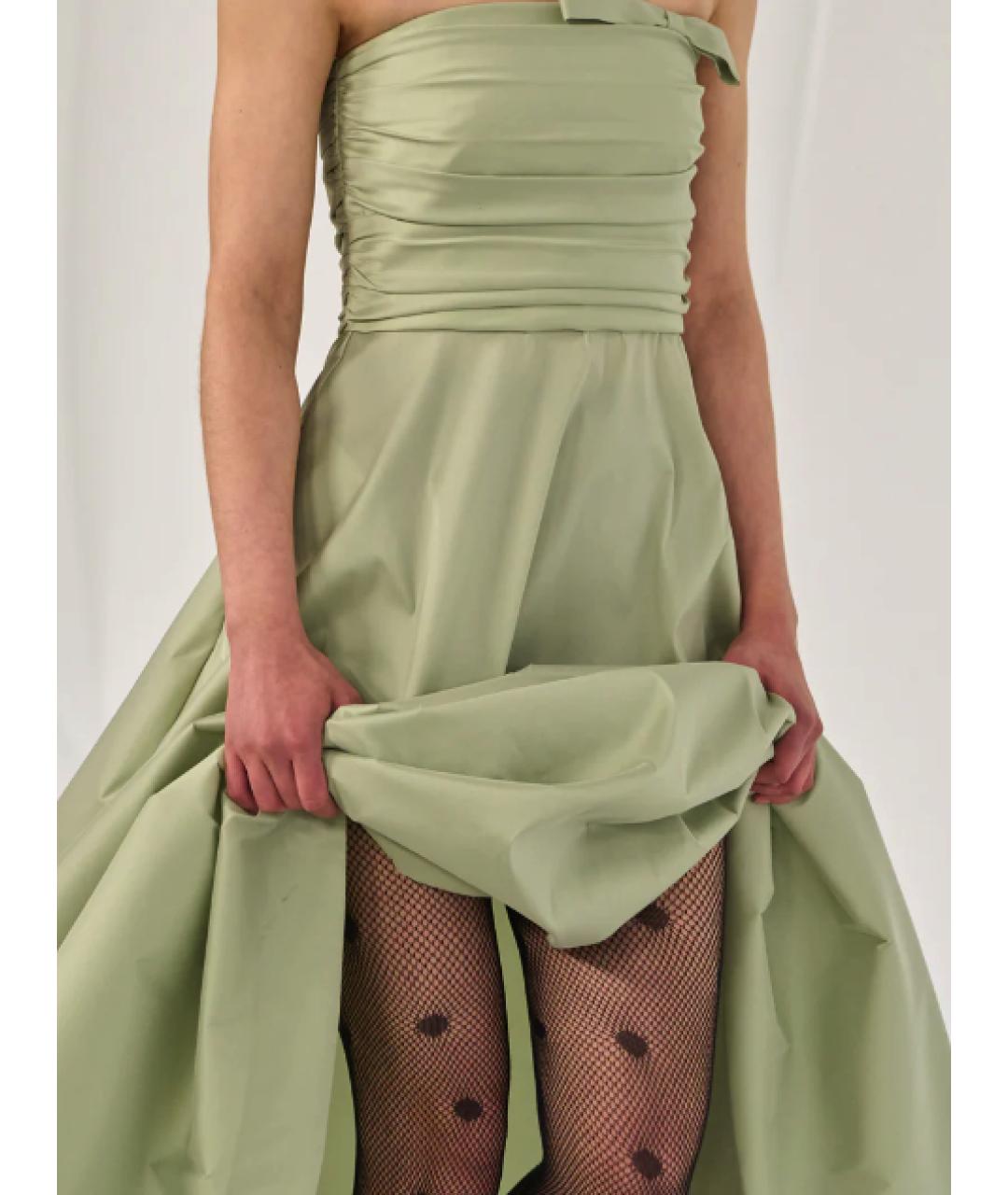 BERNADETTE Хаки полиэстеровое вечернее платье, фото 3