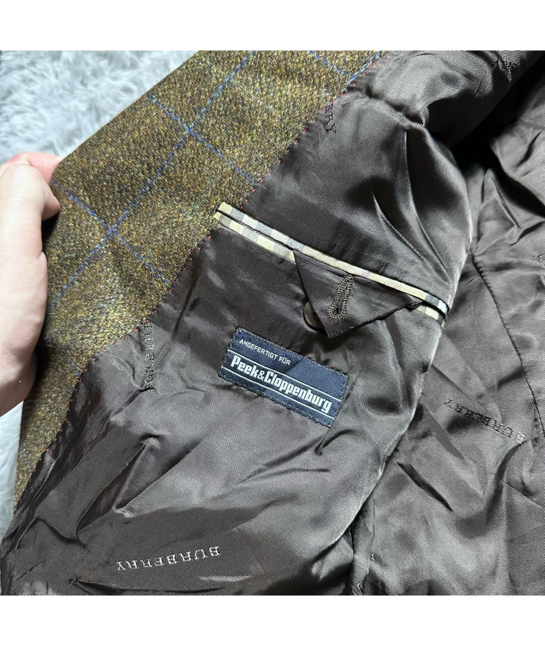 BURBERRY Зеленый шерстяной пиджак, фото 8