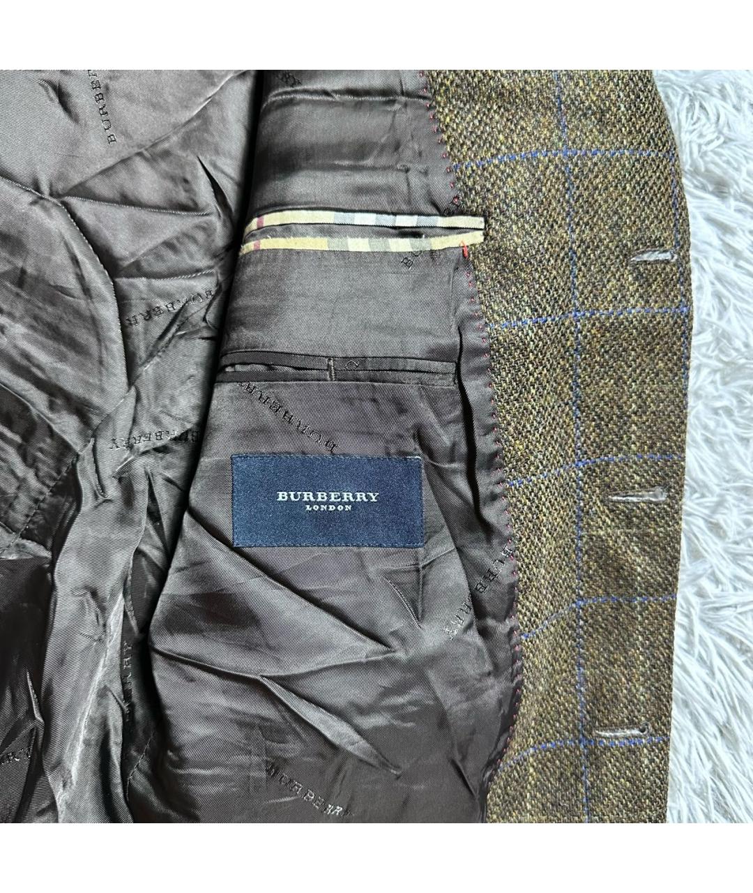 BURBERRY Зеленый шерстяной пиджак, фото 6