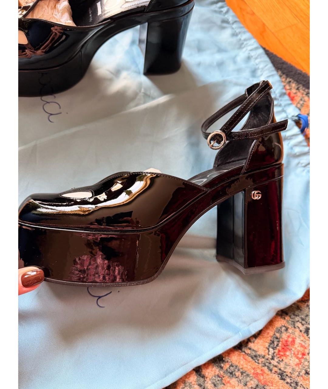 GUCCI Черные туфли из лакированной кожи, фото 4