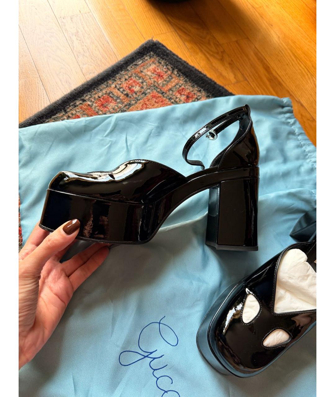 GUCCI Черные туфли из лакированной кожи, фото 5