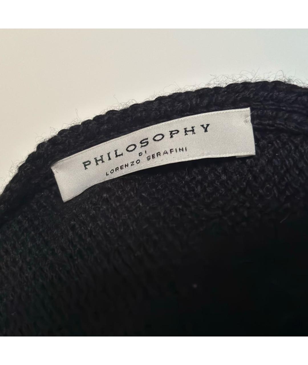 PHILOSOPHY DI LORENZO SERAFINI Черный шерстяной шарф, фото 4