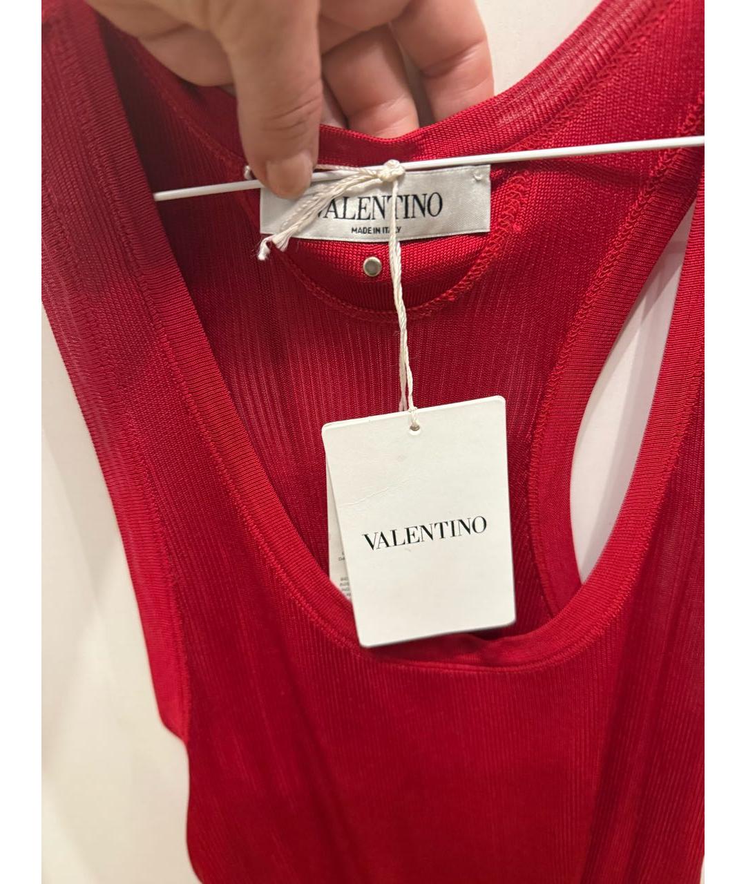 VALENTINO Красная шелковая майка, фото 3