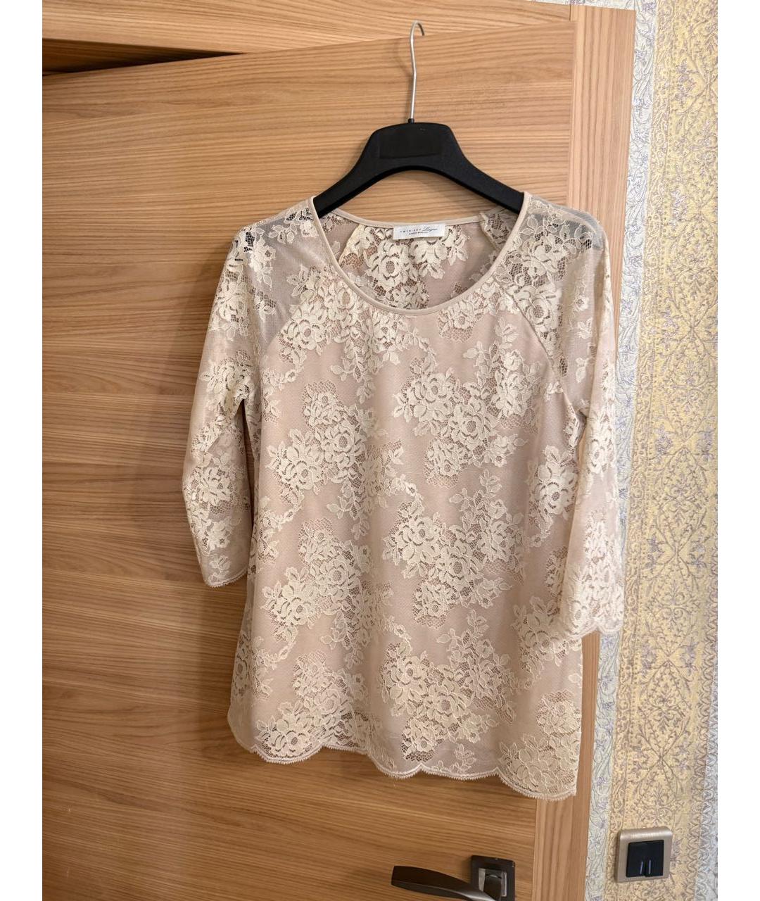 TWIN-SET Бежевая полиамидовая блузы, фото 7