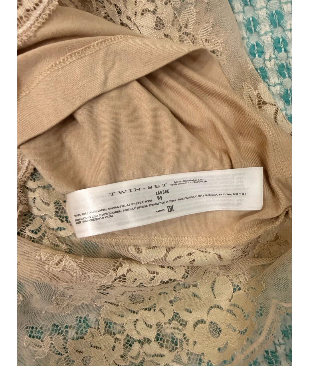 TWIN-SET Бежевая полиамидовая блузы, фото 3