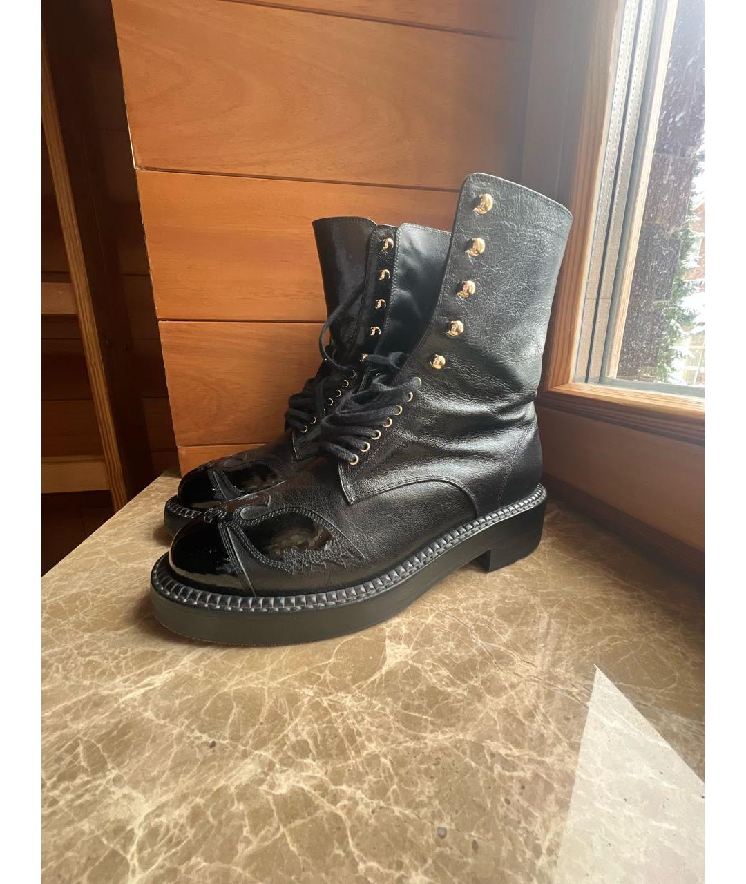 CHANEL Черные кожаные ботинки, фото 2