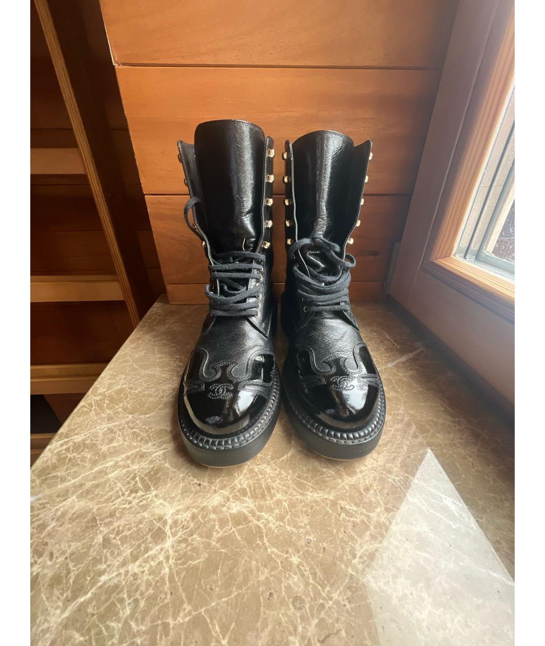 CHANEL Черные кожаные ботинки, фото 3
