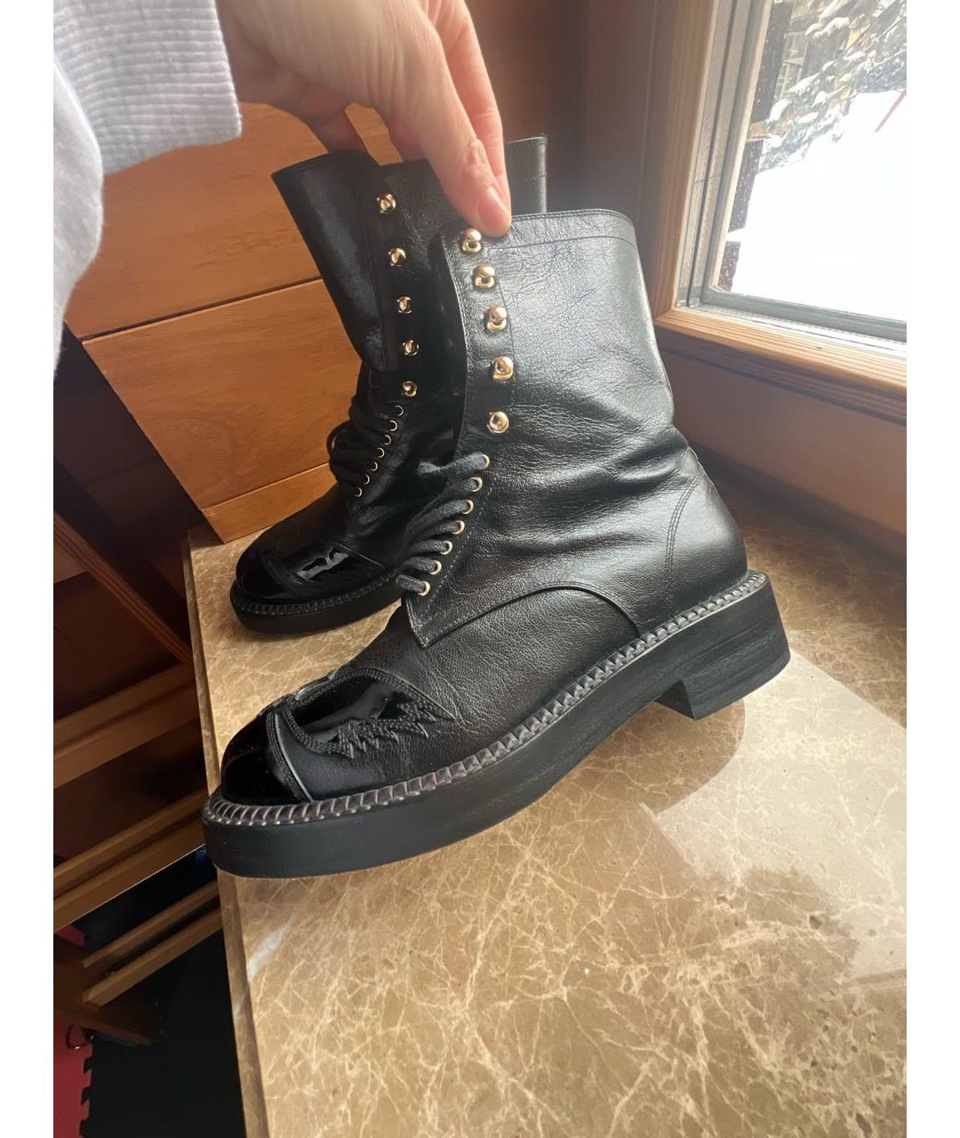 CHANEL Черные кожаные ботинки, фото 8