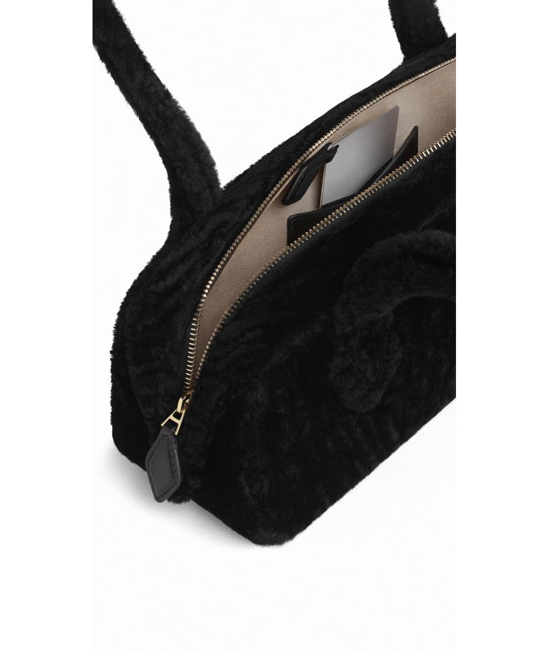 ALAIA Черная меховая сумка через плечо, фото 3