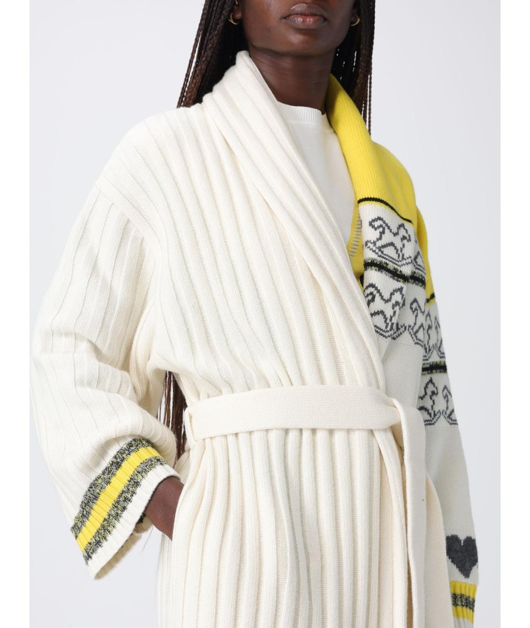 MOSCHINO JEANS Белое шерстяное пальто, фото 4