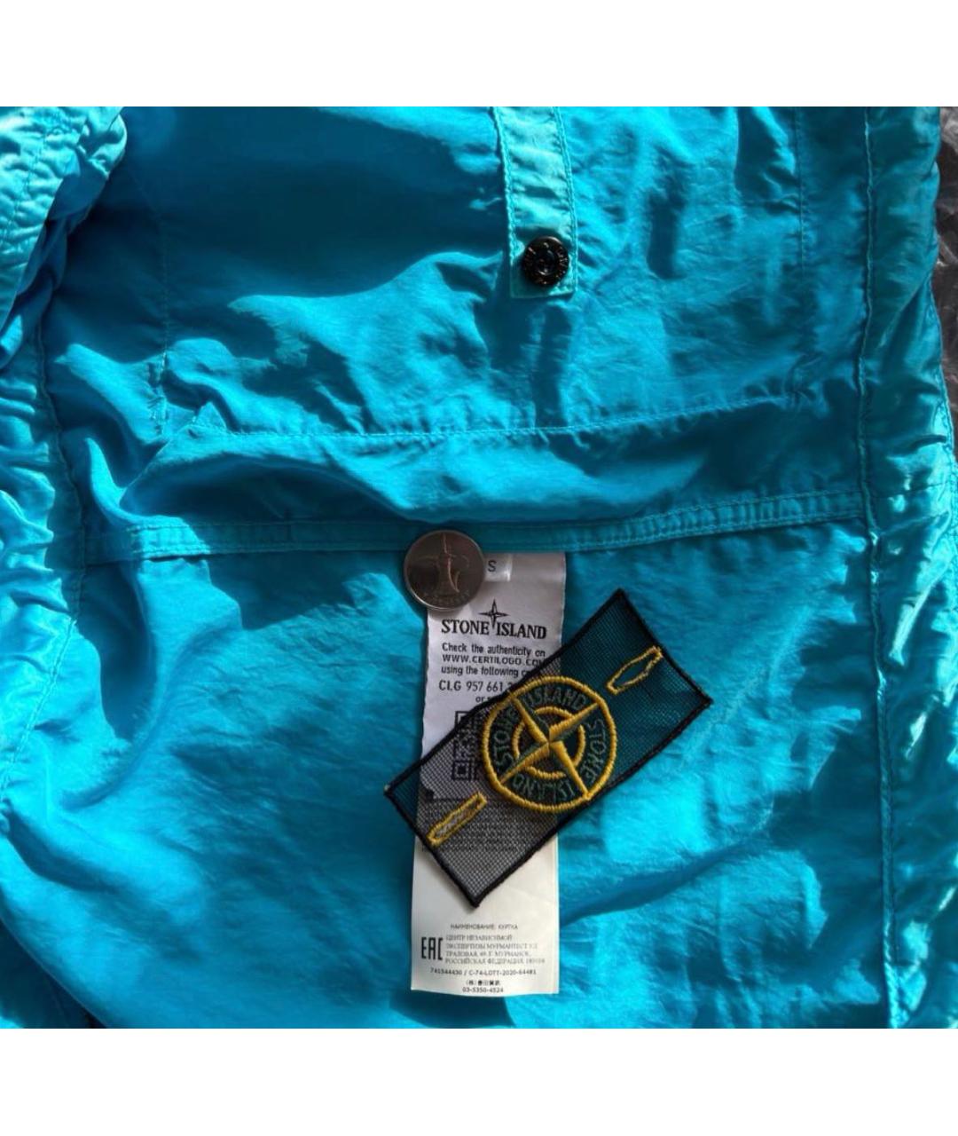 STONE ISLAND Бирюзовая полиэстеровая куртка, фото 8