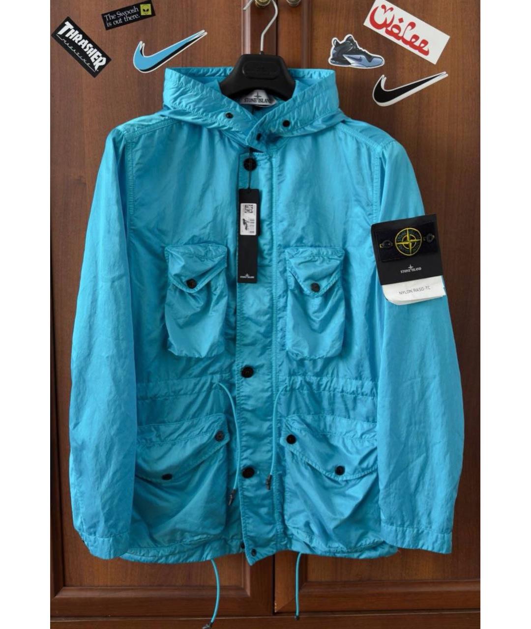 STONE ISLAND Бирюзовая полиэстеровая куртка, фото 9