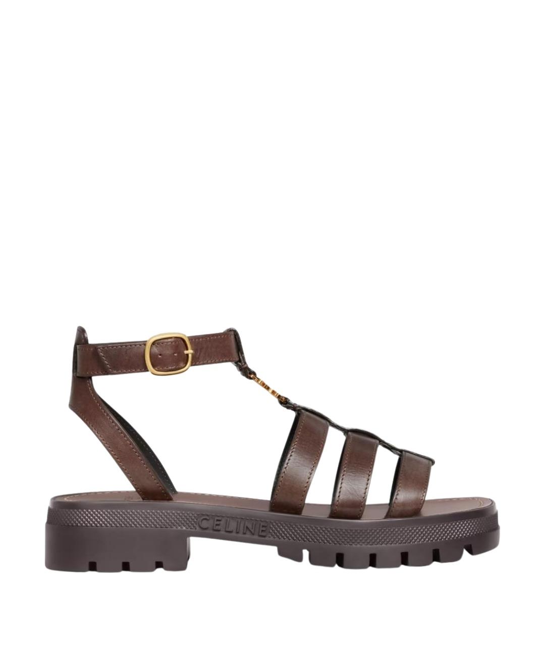 CELINE Коричневые кожаные сандалии, фото 1