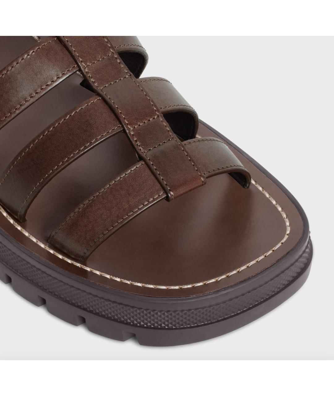 CELINE Коричневые кожаные сандалии, фото 4