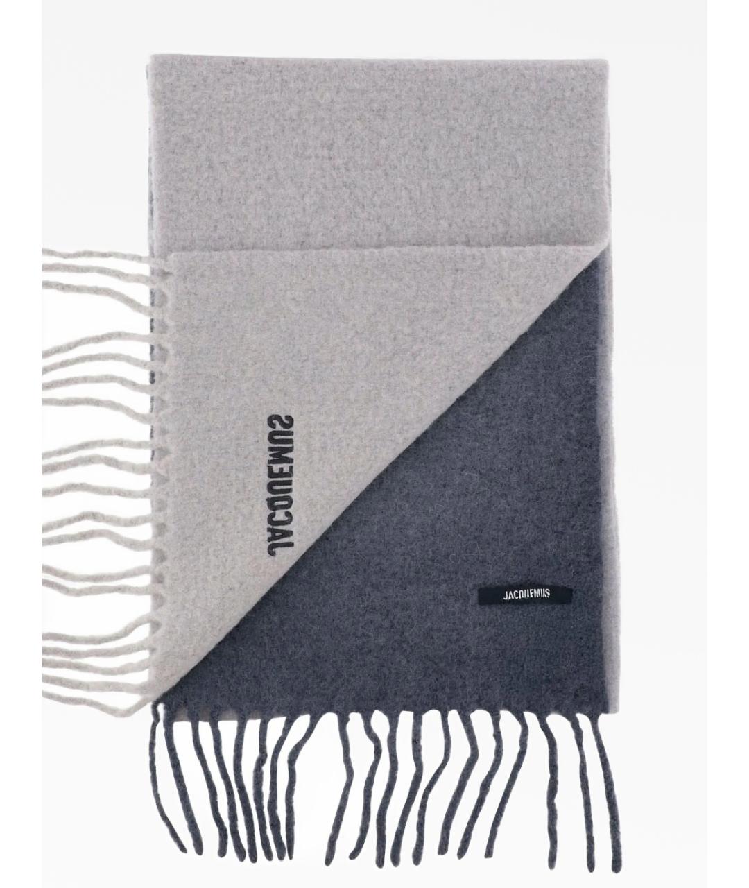 JACQUEMUS Серый шерстяной шарф, фото 2