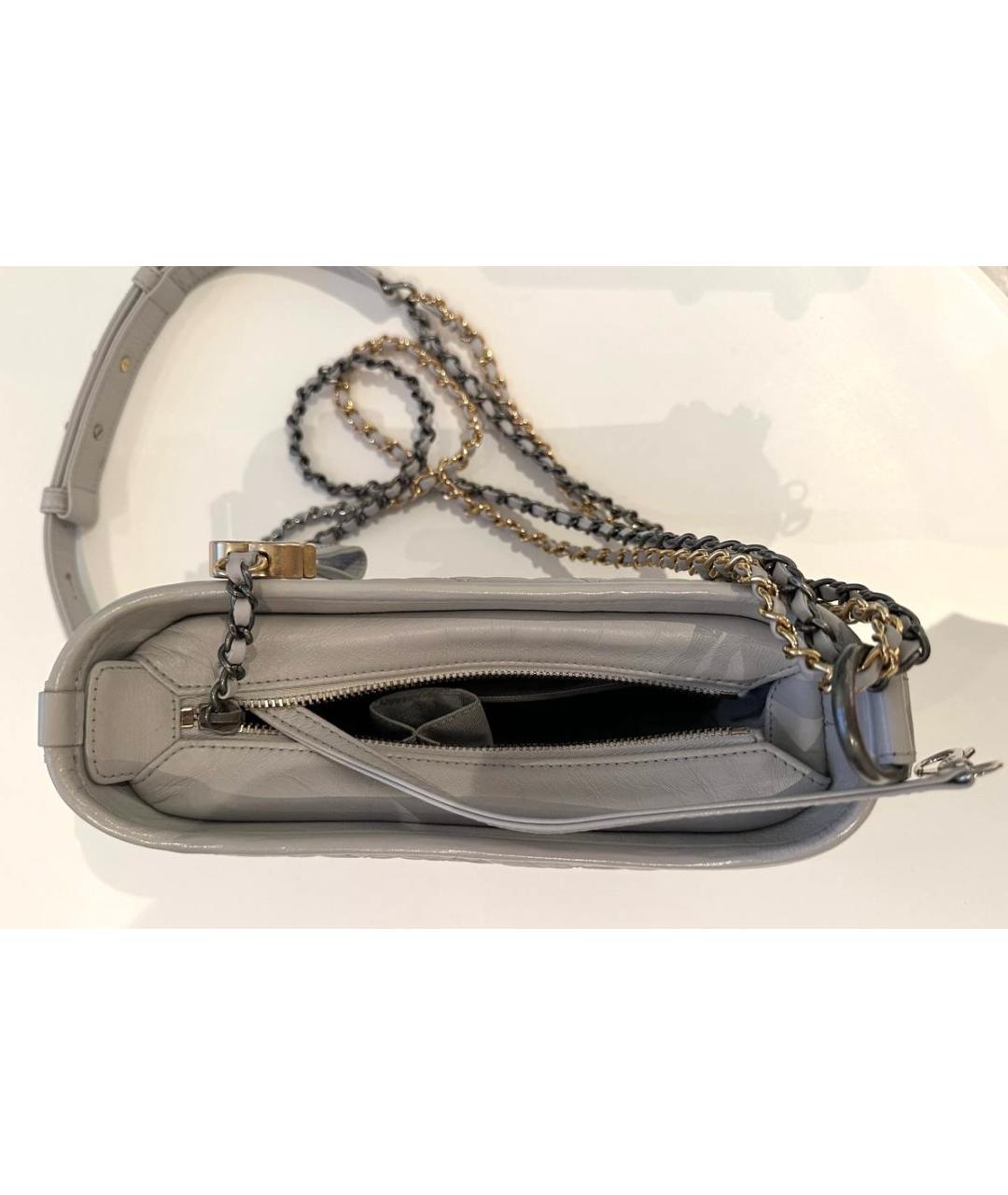 CHANEL Серая кожаная сумка через плечо, фото 7