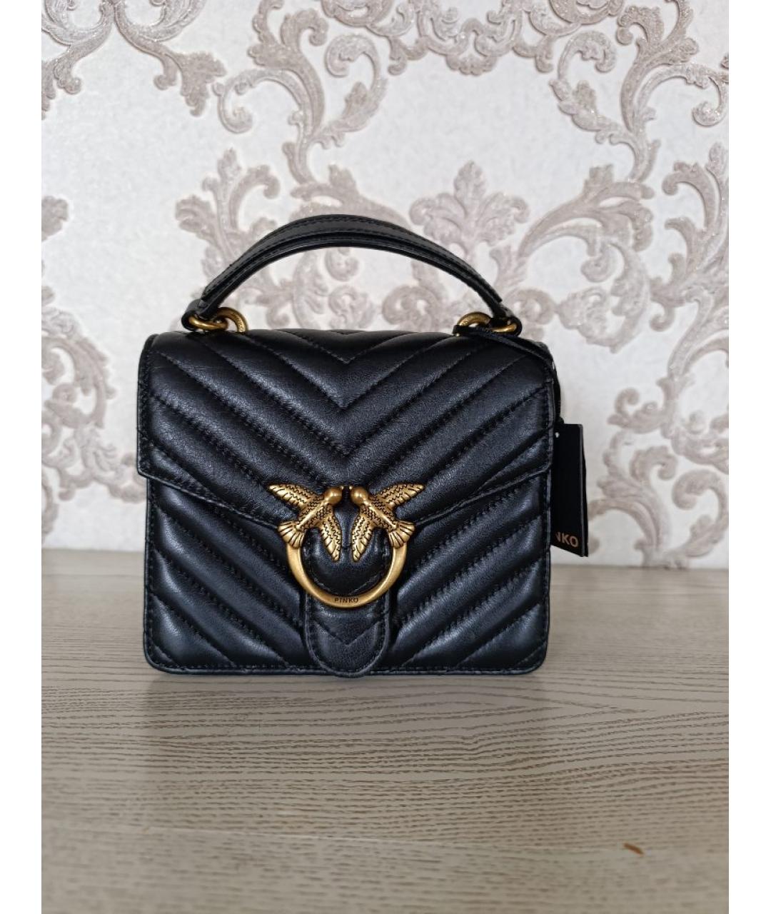 PINKO Черная кожаная сумка через плечо, фото 2