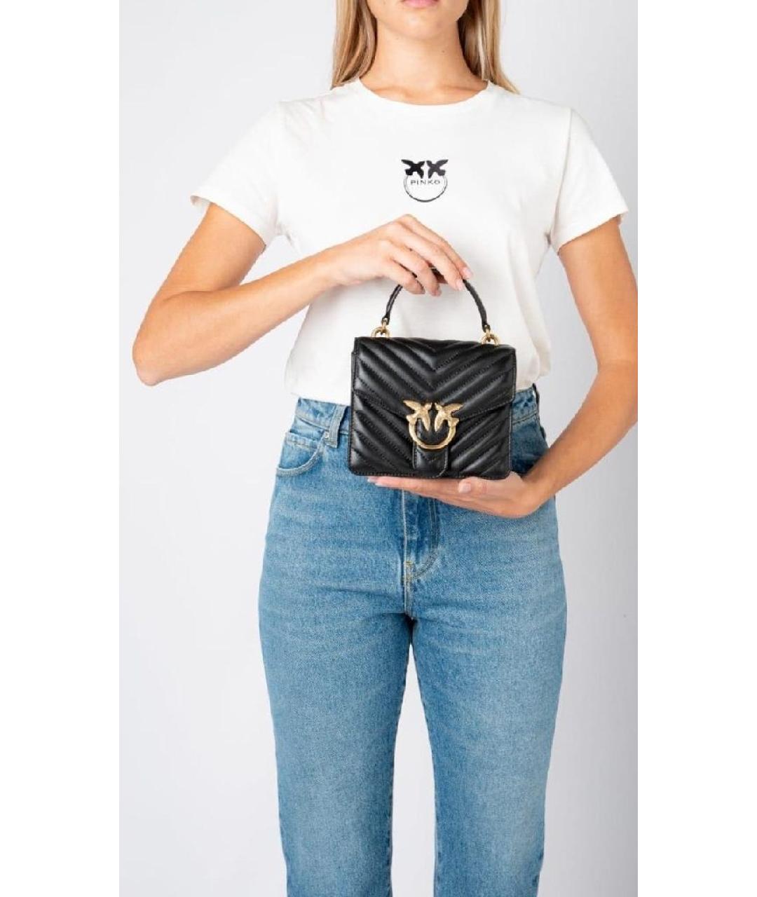 PINKO Черная кожаная сумка через плечо, фото 7