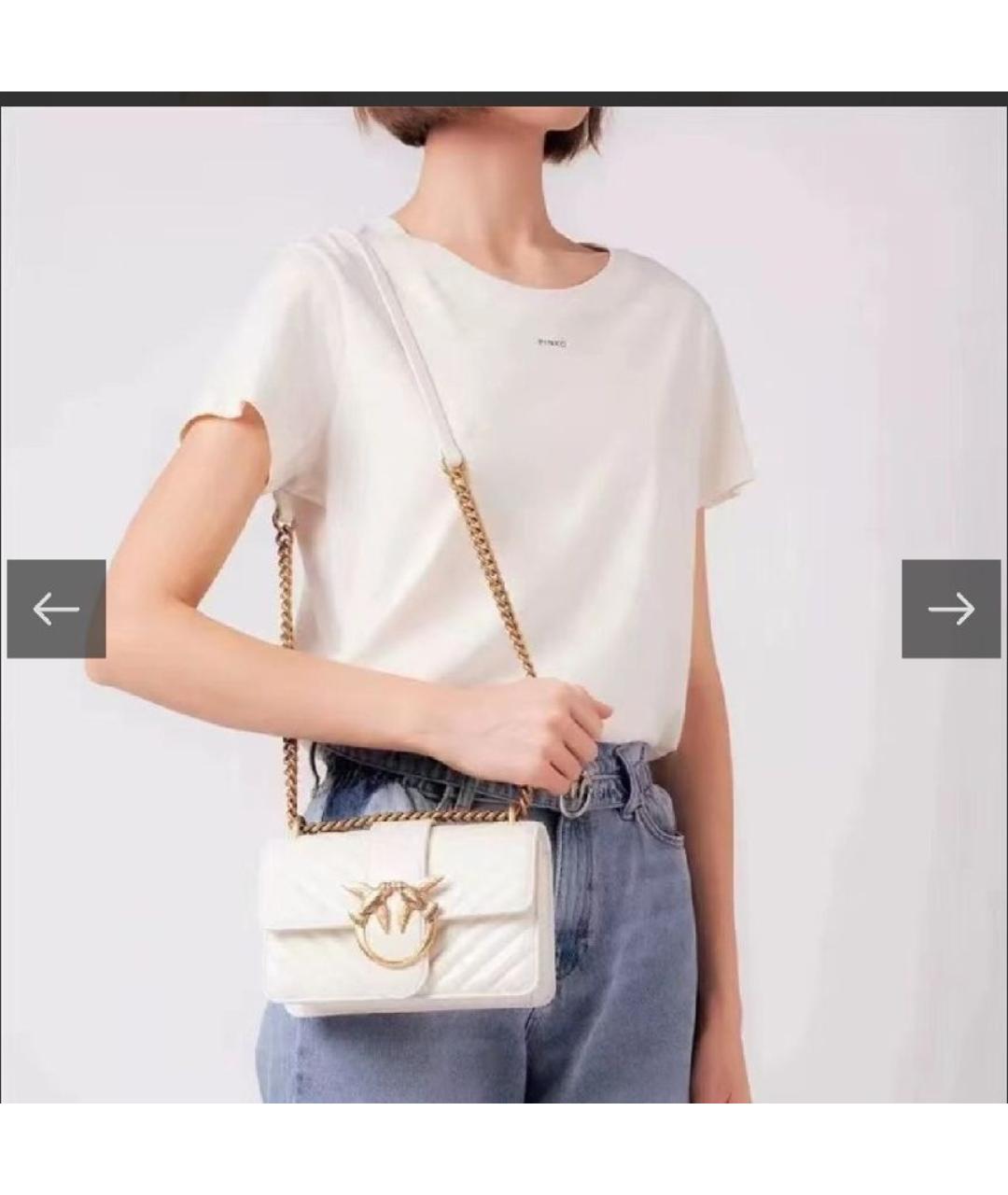 PINKO Белая кожаная сумка через плечо, фото 5