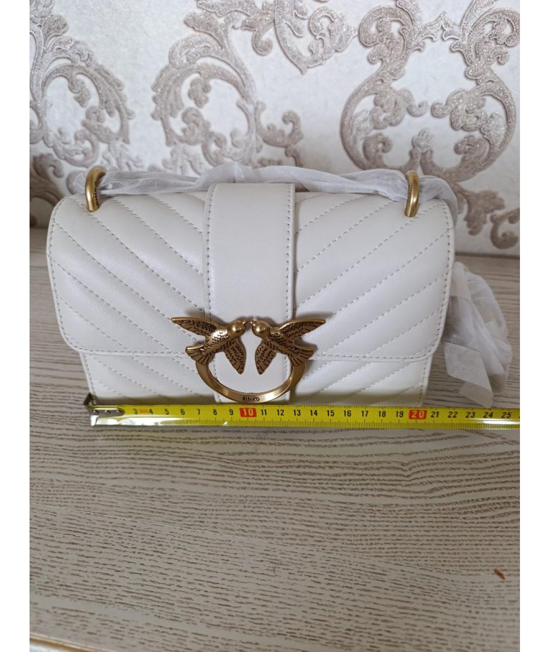 PINKO Белая кожаная сумка через плечо, фото 6