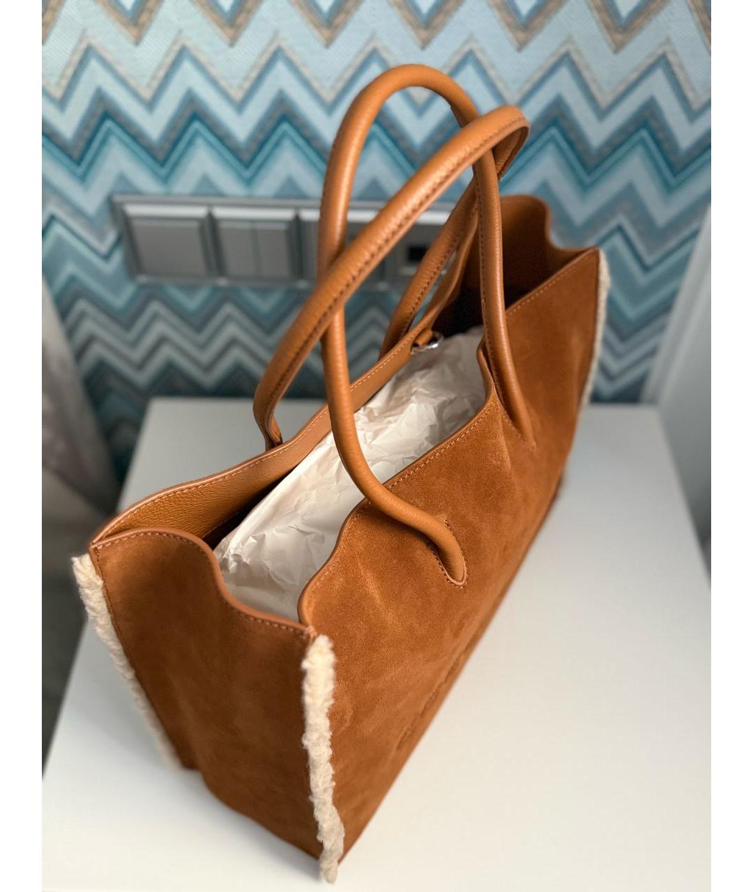 COCCINELLE Коричневая замшевая сумка тоут, фото 5