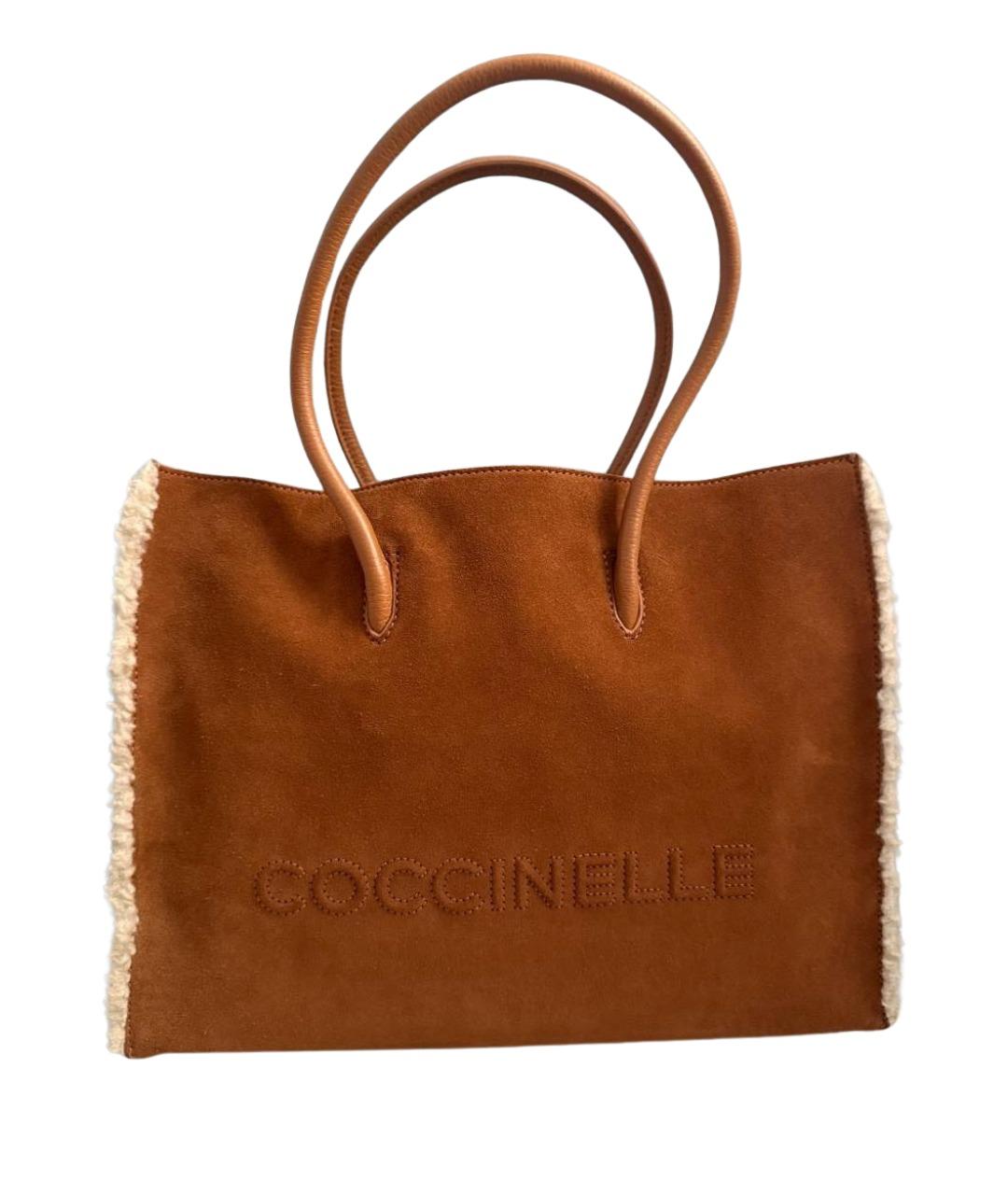 COCCINELLE Коричневая замшевая сумка тоут, фото 1