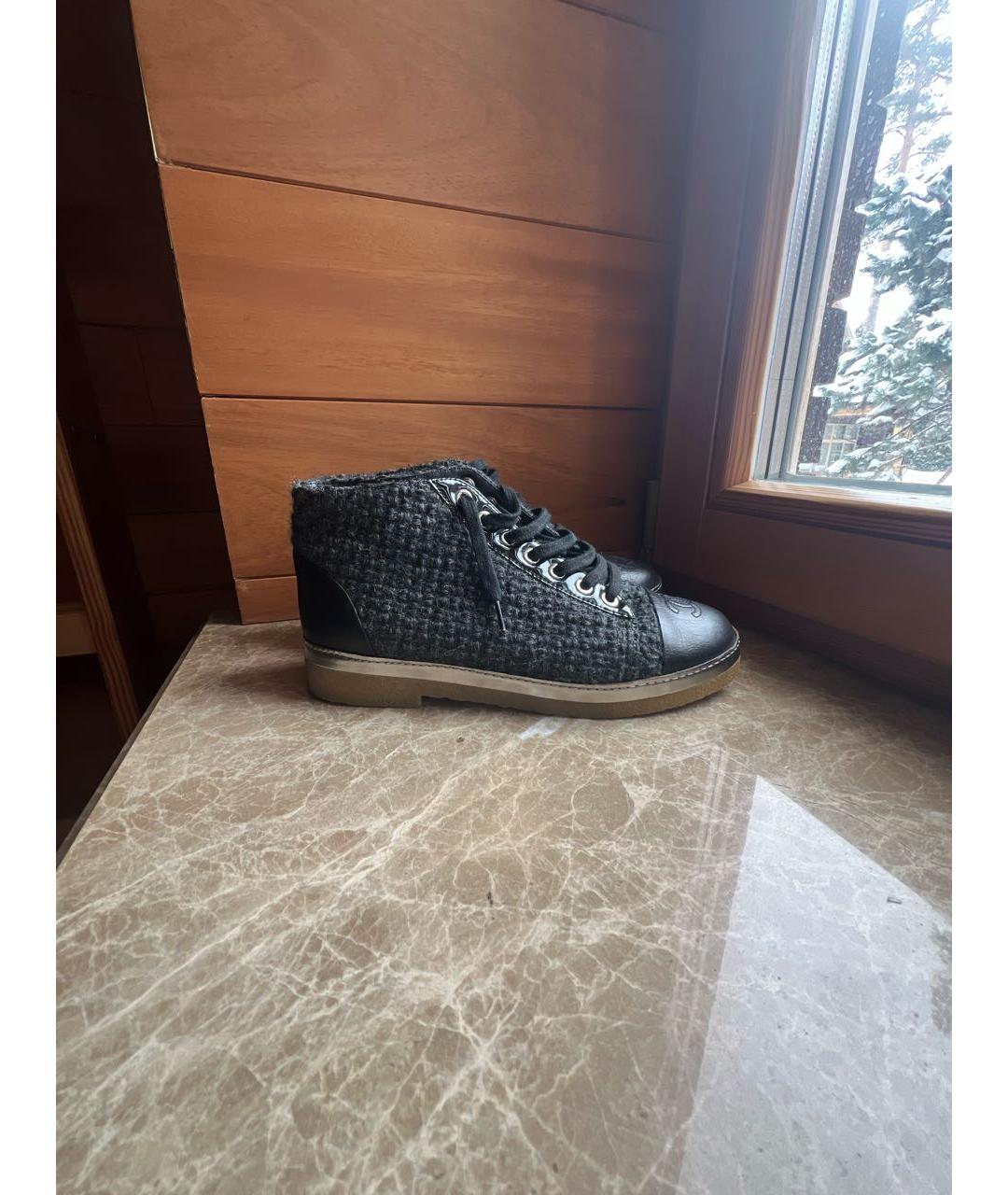CHANEL Серые текстильные ботинки, фото 7