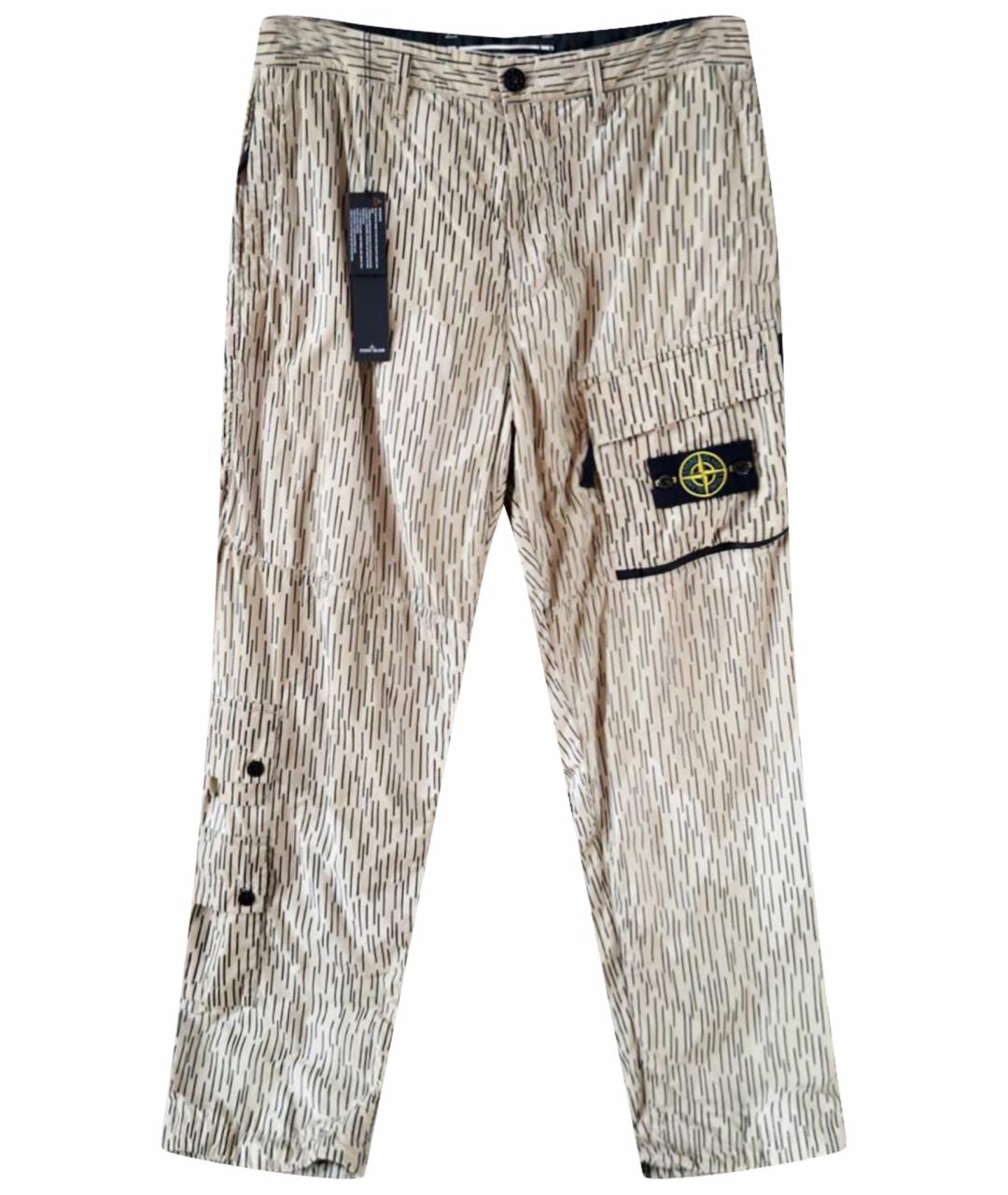 STONE ISLAND Бежевые хлопковые повседневные брюки, фото 1