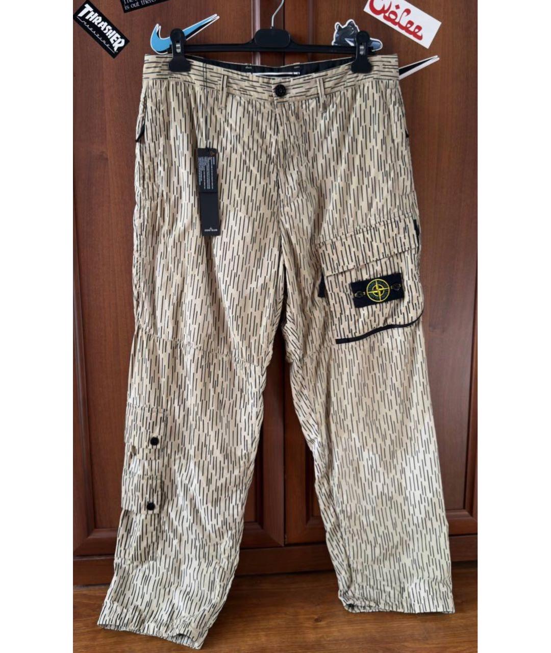 STONE ISLAND Бежевые хлопковые повседневные брюки, фото 9