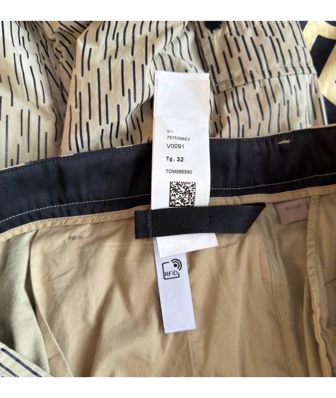 STONE ISLAND Бежевые хлопковые повседневные брюки, фото 8