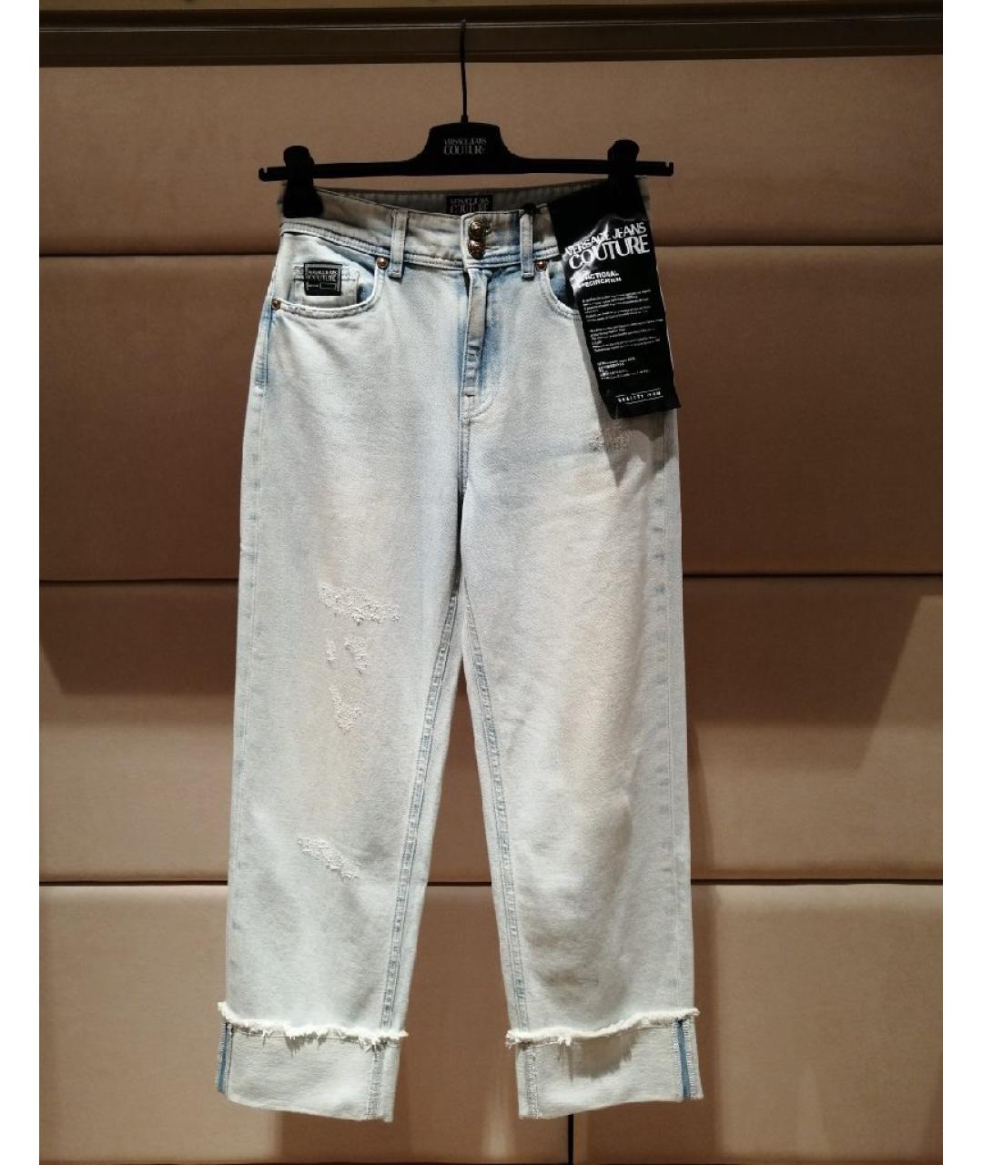 VERSACE JEANS COUTURE Голубые хлопковые прямые джинсы, фото 3