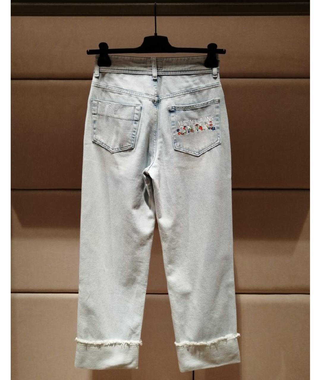 VERSACE JEANS COUTURE Голубые хлопковые прямые джинсы, фото 2