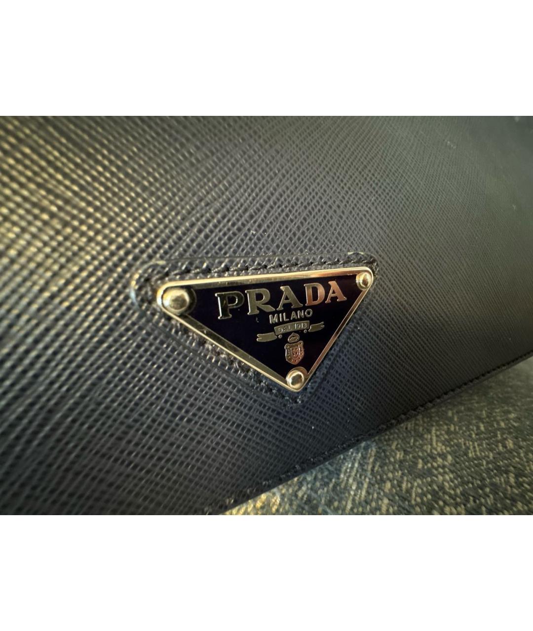 PRADA Темно-синий кожаный портфель, фото 5