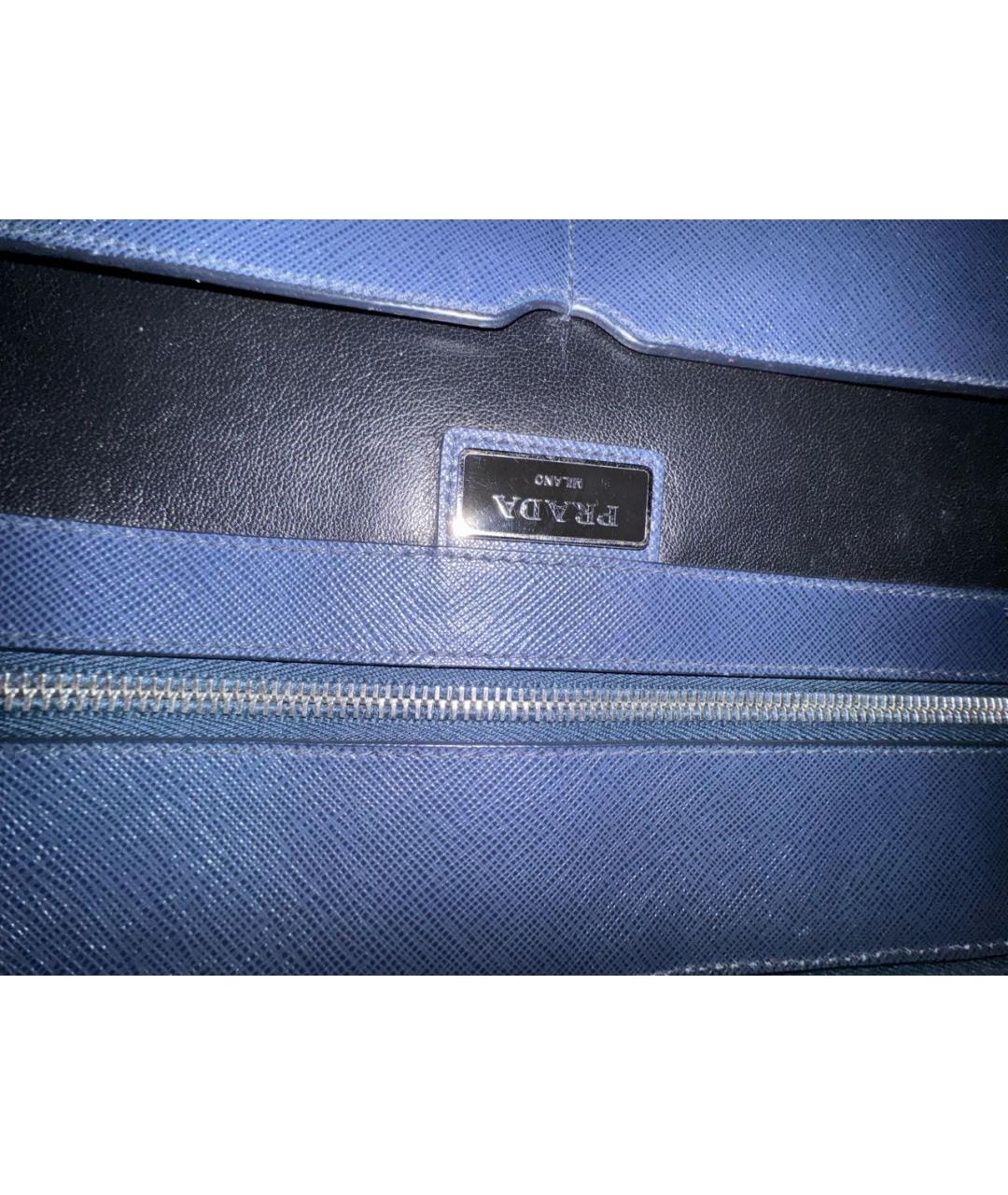 PRADA Темно-синий кожаный портфель, фото 8