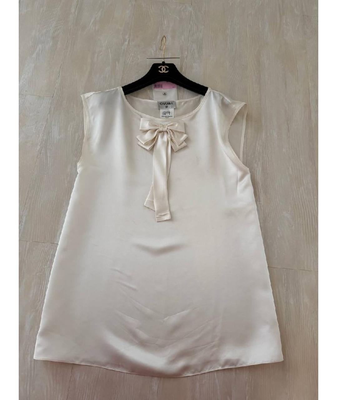 CHANEL Бежевая шелковая блузы, фото 5