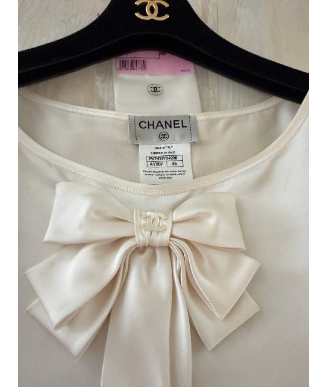 CHANEL Бежевая шелковая блузы, фото 3