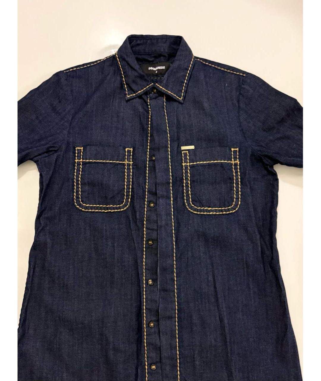 DSQUARED2 Темно-синяя хлопковая рубашка, фото 4