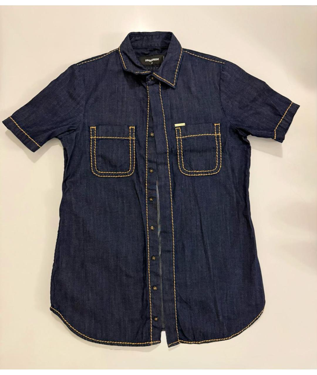 DSQUARED2 Темно-синяя хлопковая рубашка, фото 6