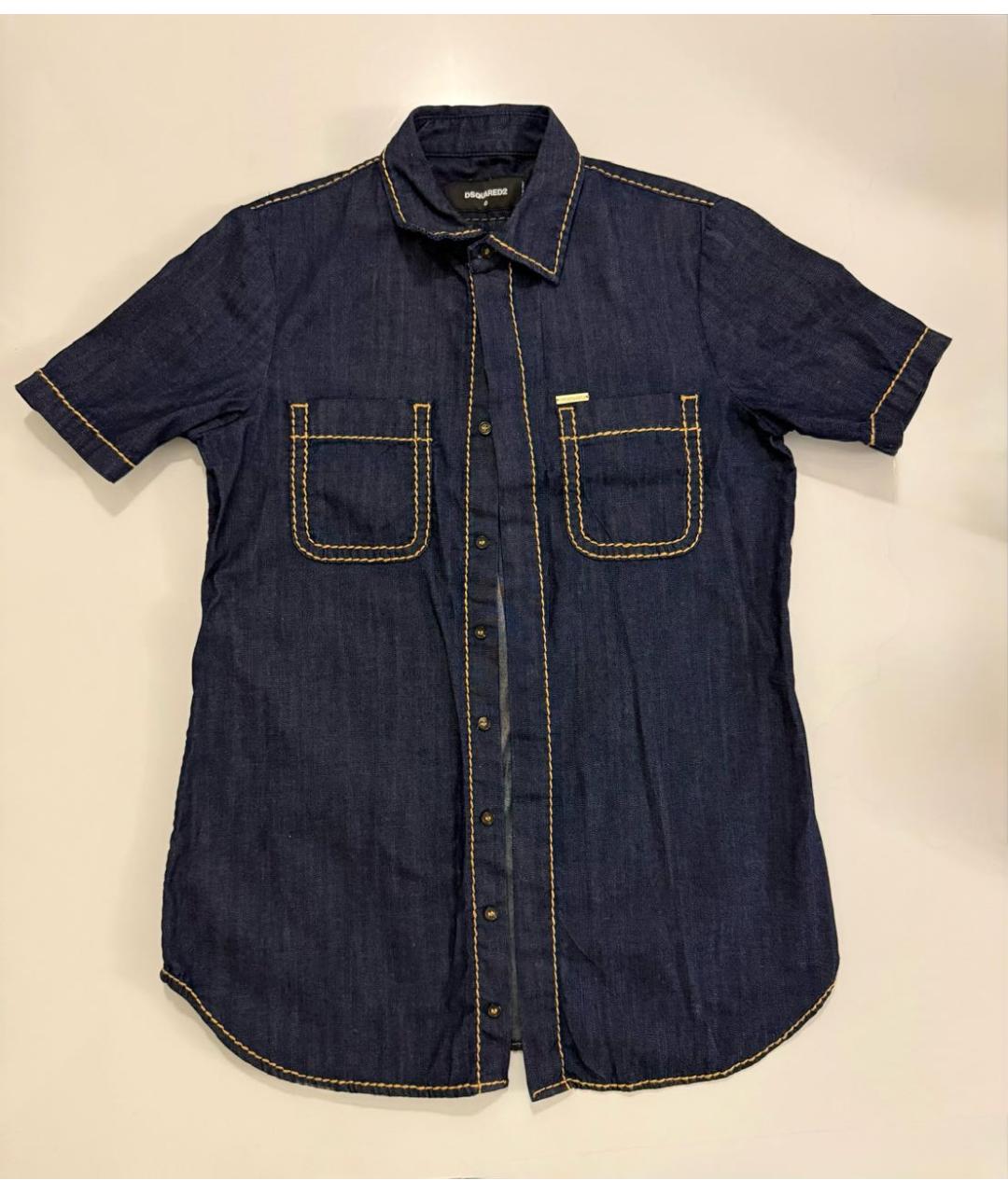 DSQUARED2 Темно-синяя хлопковая рубашка, фото 7